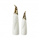 Elegante porselen nisser i hvitt og gull, sett med to stk thumbnail